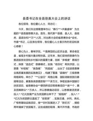 在全县慈善大会上的讲话