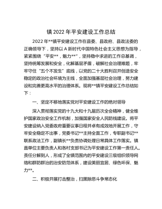 乡镇2022年平安建设工作总结