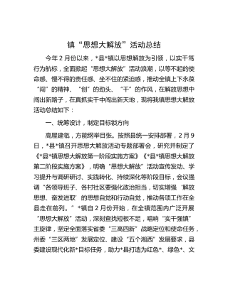 乡镇“思想大解放”活动总结