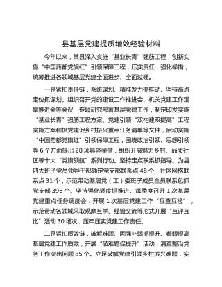 县基层党建提质增效经验汇报