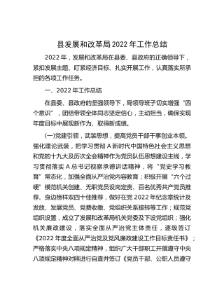 县发改局2022年工作总结