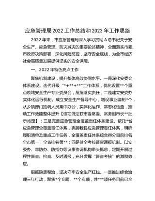 应急管理系统2022工作总结和2023年工作思路