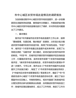 市中心城区农贸市场改造情况的调研报告[调研报告参考]