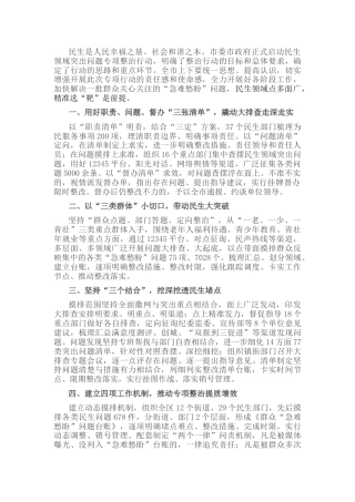 在全市民生领域突出问题专项整治行动会议上交流发言