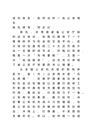 研讨发言：如何当好一名公安局长9100字