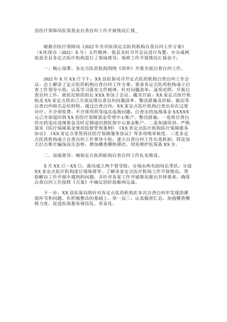 县医保局医保基金自查自纠工作开展情况汇报