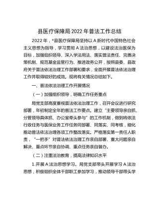 县医保局2022年普法工作总结