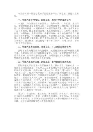 在公司党总支换届选举上的总结讲话（提希望）