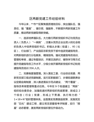 区两新党建工作经验材料