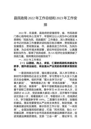 县民政局2022年工作总结