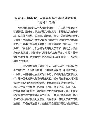 青年结合x大党课：担当重任 以青春奋斗之姿奔赴新时代“赶考”之路（盛会）