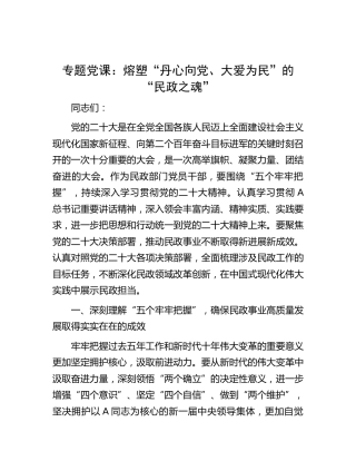 民政结合x大党课：熔塑“丹心向党、大爱为民”的“民政之魂”（盛会）