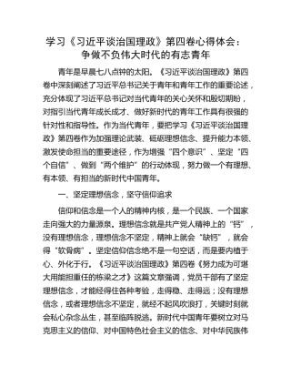 学习《谈治国理政》第四卷心得体会：争做不负伟大时代的有志青年