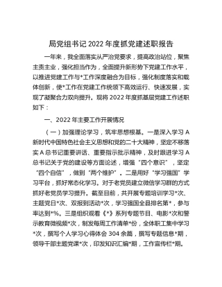 局党组书记2022年度抓党建述职报告3200字