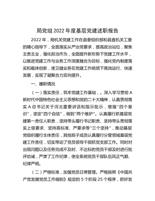 局党组2022年度基层党建述职报告3000字