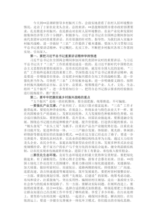 市委书记调研督导乡村振兴工作座谈会上的讲话