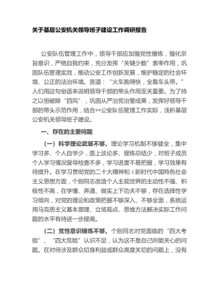 基层公安机关领导班子建设工作调研报告[调研报告参考]