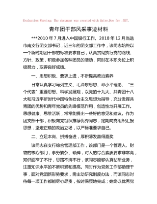 青年团干部风采先进事迹（银行）