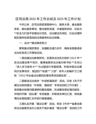 区司法局2022年工作总结4900字