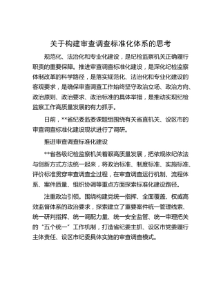 构建审查调查标准化体系的思考[调研报告参考]