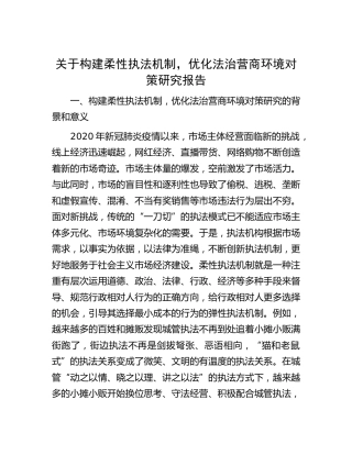 构建柔性执法机制，优化法治营商环境对策研究报告[调研报告参考]
