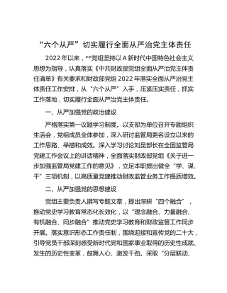 履行全面从严治党主体责任工作经验总结