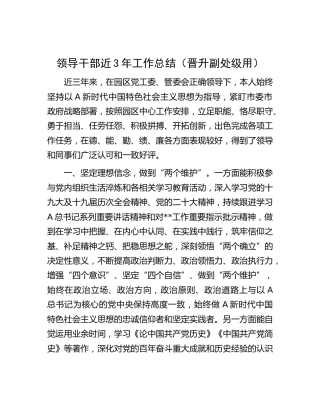 领导干部近三年工作总结（晋级）