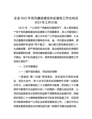 公司2022年党风廉政建设和反腐败工作总结5200字