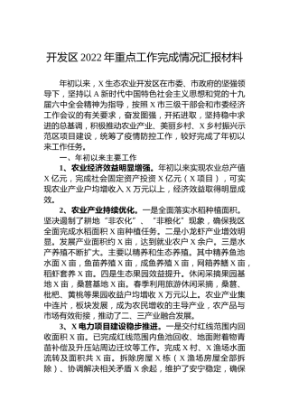 开发区2022年重点工作完成情况汇报