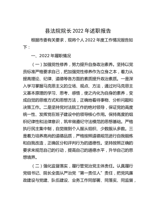 法院院长2022年述职报告