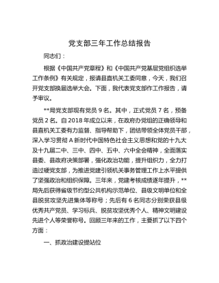 党支部三年工作总结（换届报告）