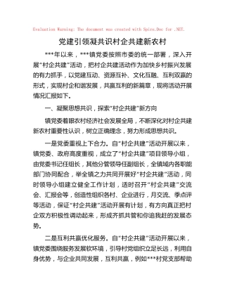 村企共建工作汇报