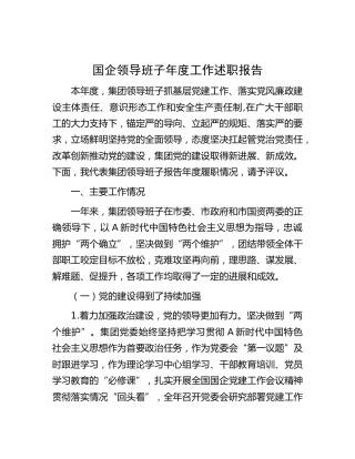 国企公司领导班子年度工作（履职）述职报告7100字