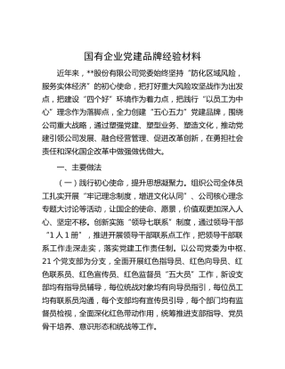 国企公司党建品牌经验