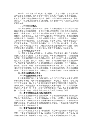 国企公司2022年政治生态分析研判报告