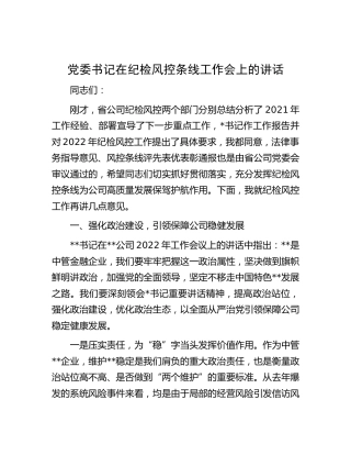 公司纪检风控条线工作会上的讲话