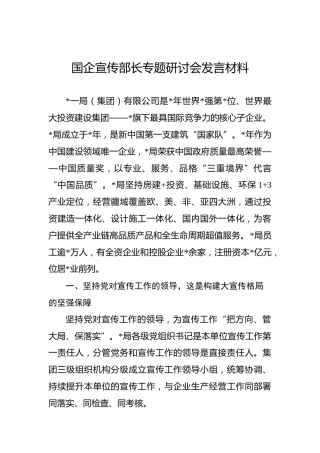 国企公司宣传部长专题研讨会发言