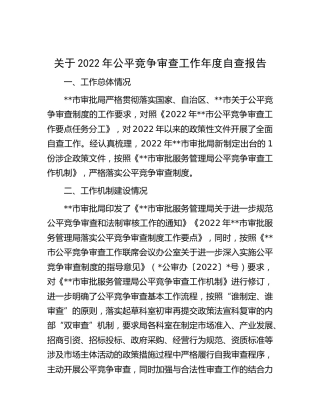 公平竞争审查工作年度自查报告（审批）