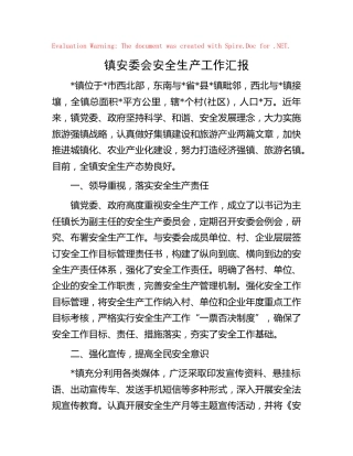 乡镇安委会安全生产工作汇报