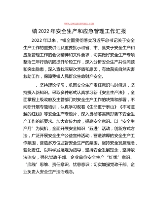 乡镇2022年安全生产和应急管理工作汇报