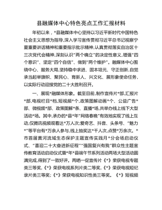 县融媒体中心特色亮点工作汇报