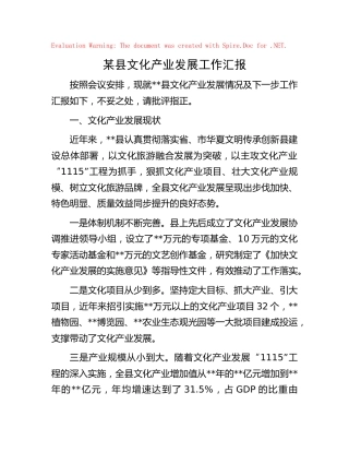 县区文化产业发展工作汇报