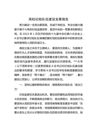 高校纪检队伍建设发展报告（学校）