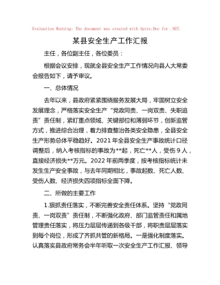 县区安全生产工作汇报