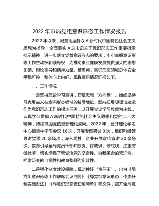 2022年意识形态工作情况总结报告2100字