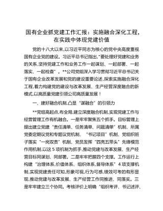 国企公司抓党建工作汇报