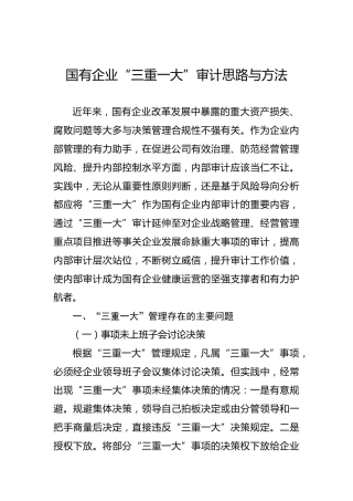 国企公司“三重一大”审计思路与方法