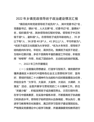 2022年乡镇领导班子政治建设情况总结汇报4300字