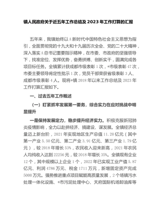 乡镇近五年工作总结及2023年工作打算汇报