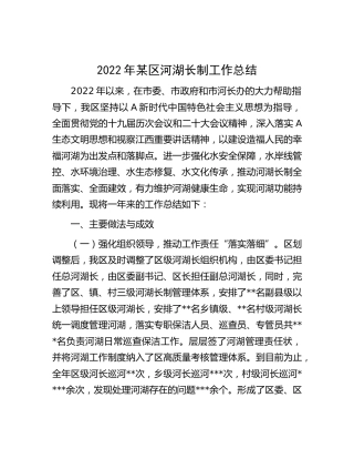 2022年县区河湖长制工作总结